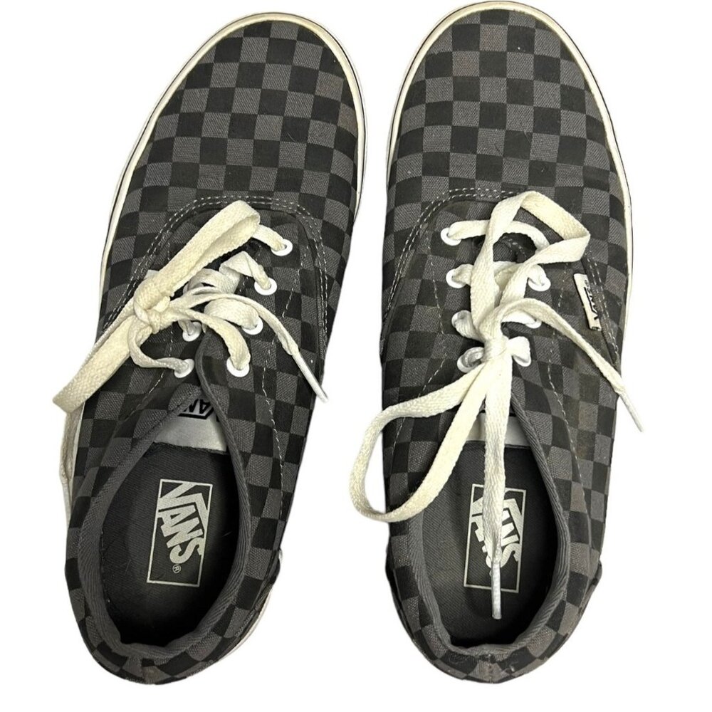 Vans Youth 5.5 Black & Gray Checkerboard Lace-Up Skate Shoes - Picture 1 of 7